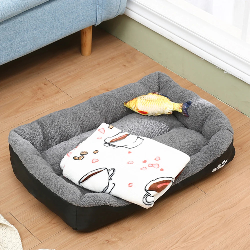 Washable Rectangle Pet Beds Waterproof Soft Fleece