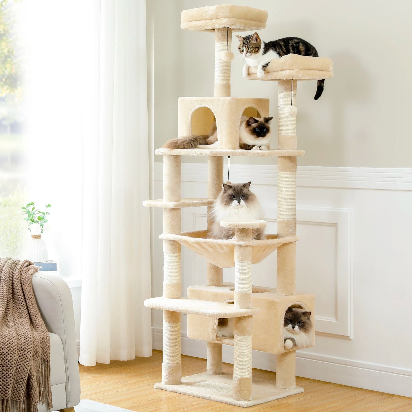 Multi-Level Cat Tree Cat Tower with Scratching Post