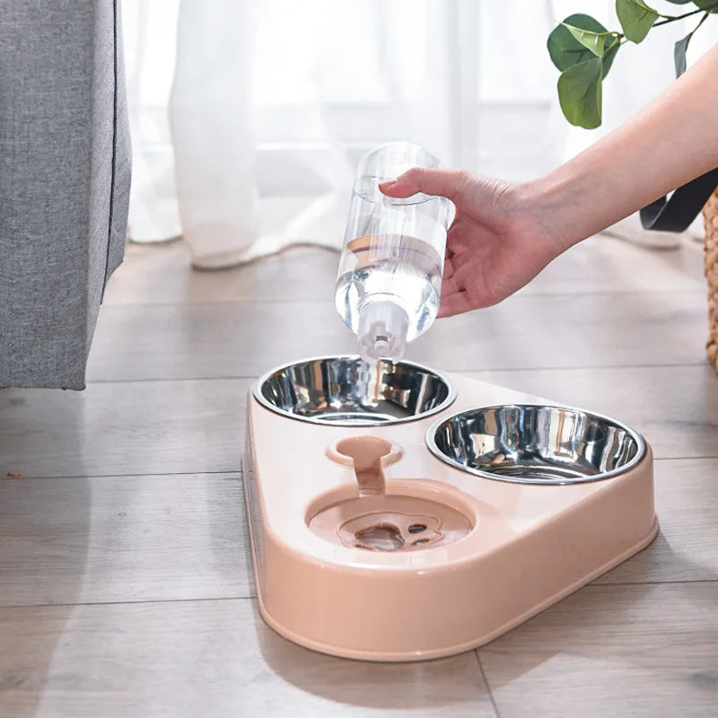 3 In 1 Pet Food Bowl with Bottle for Automatic Drinking