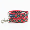 Poinsettia Holiday Velvet Essential Buckle Martingale Dog Collar (1″ Only)