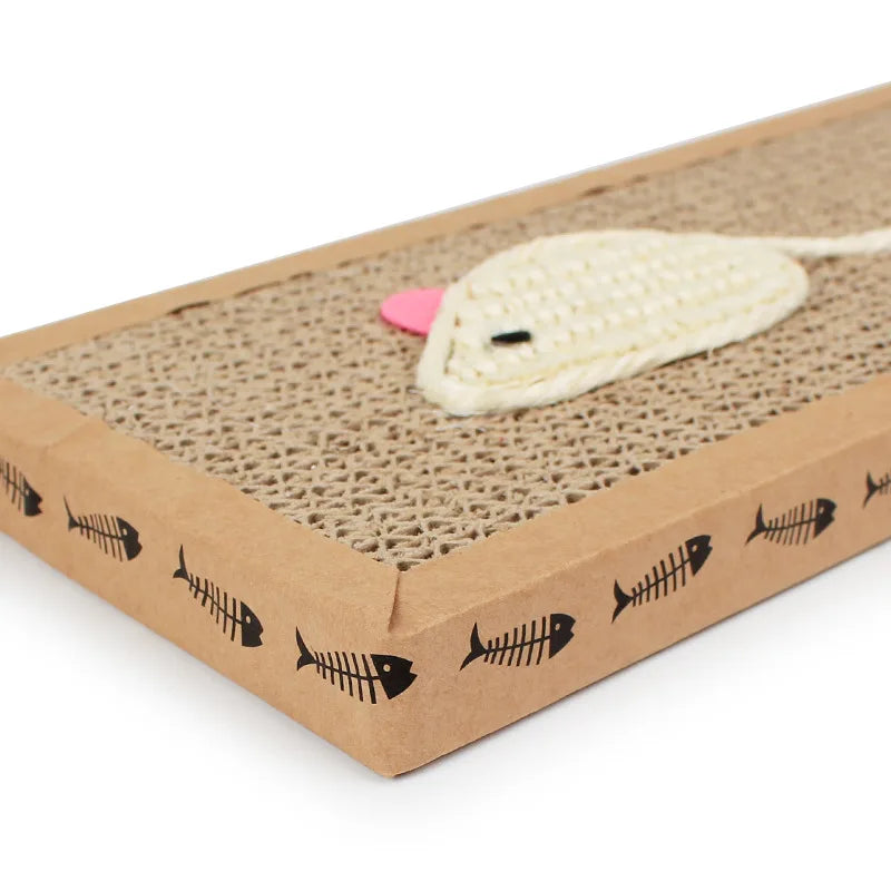 Cat Scratching Board With Cute Fish and Mouse Designs