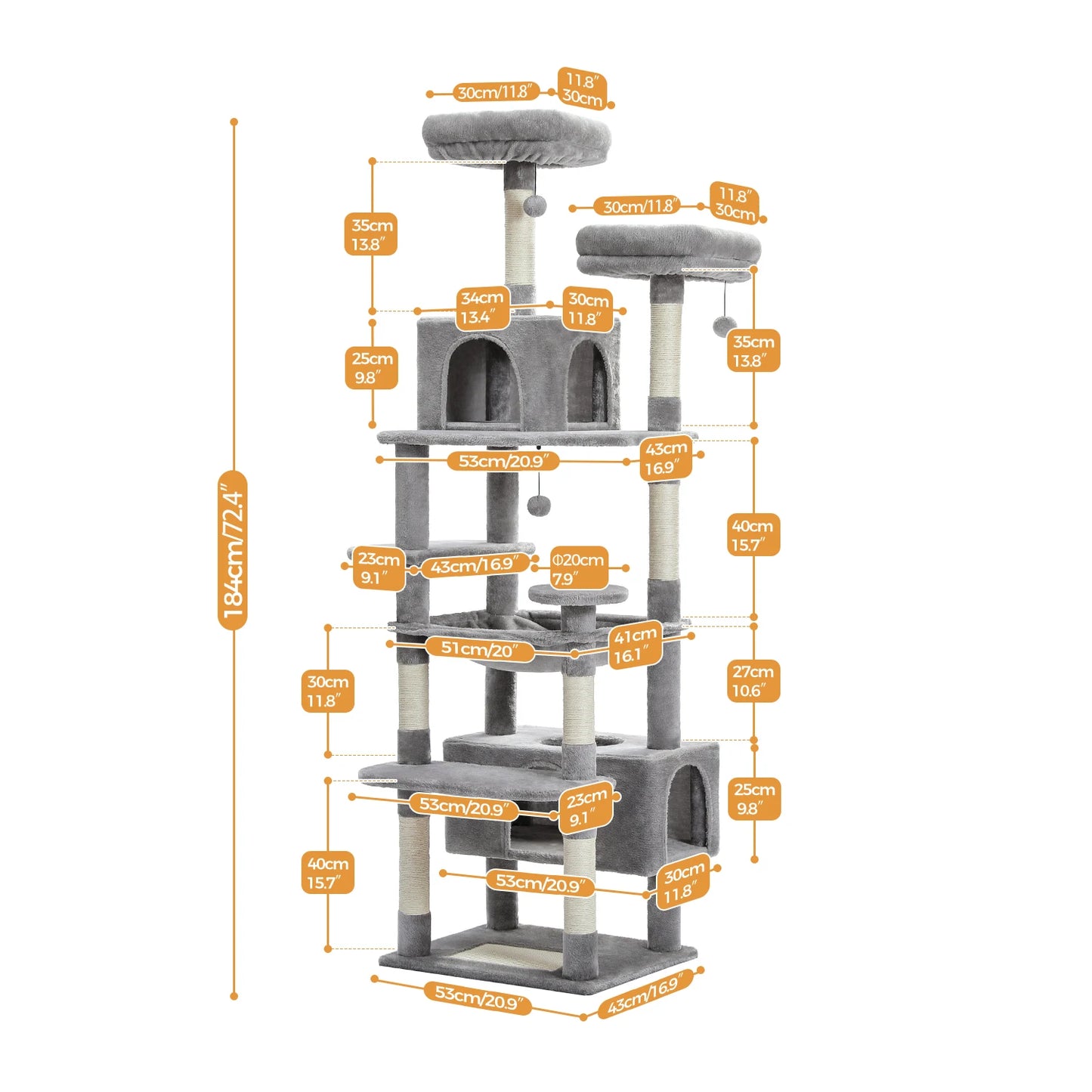 Large Cat Tree Tower With Sisal-Covered Scratching Posts