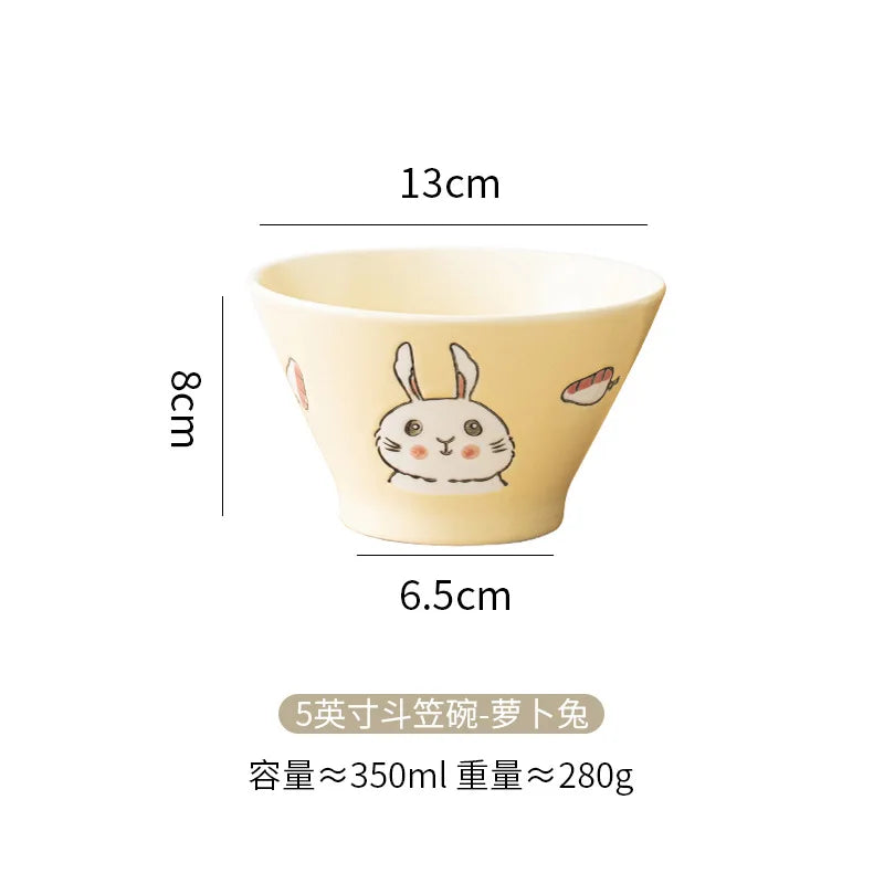 Cartoon Cat Ceramic Bowl hand-painted