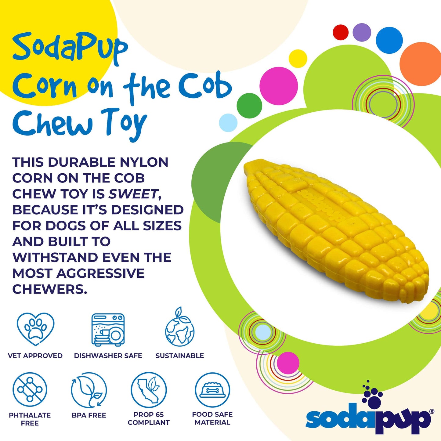 Corn on the Cob eChew Ultra Durable Nylon Dog Chew Toy