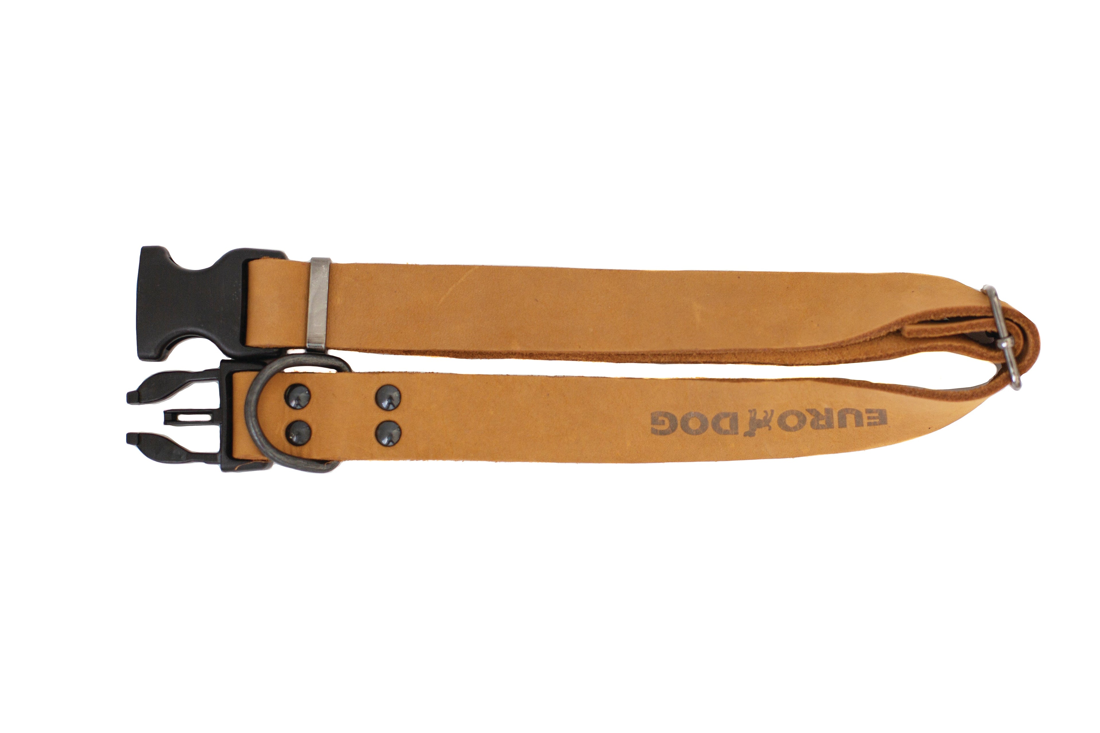 Sport Style Khaki Leather Dog Collar
