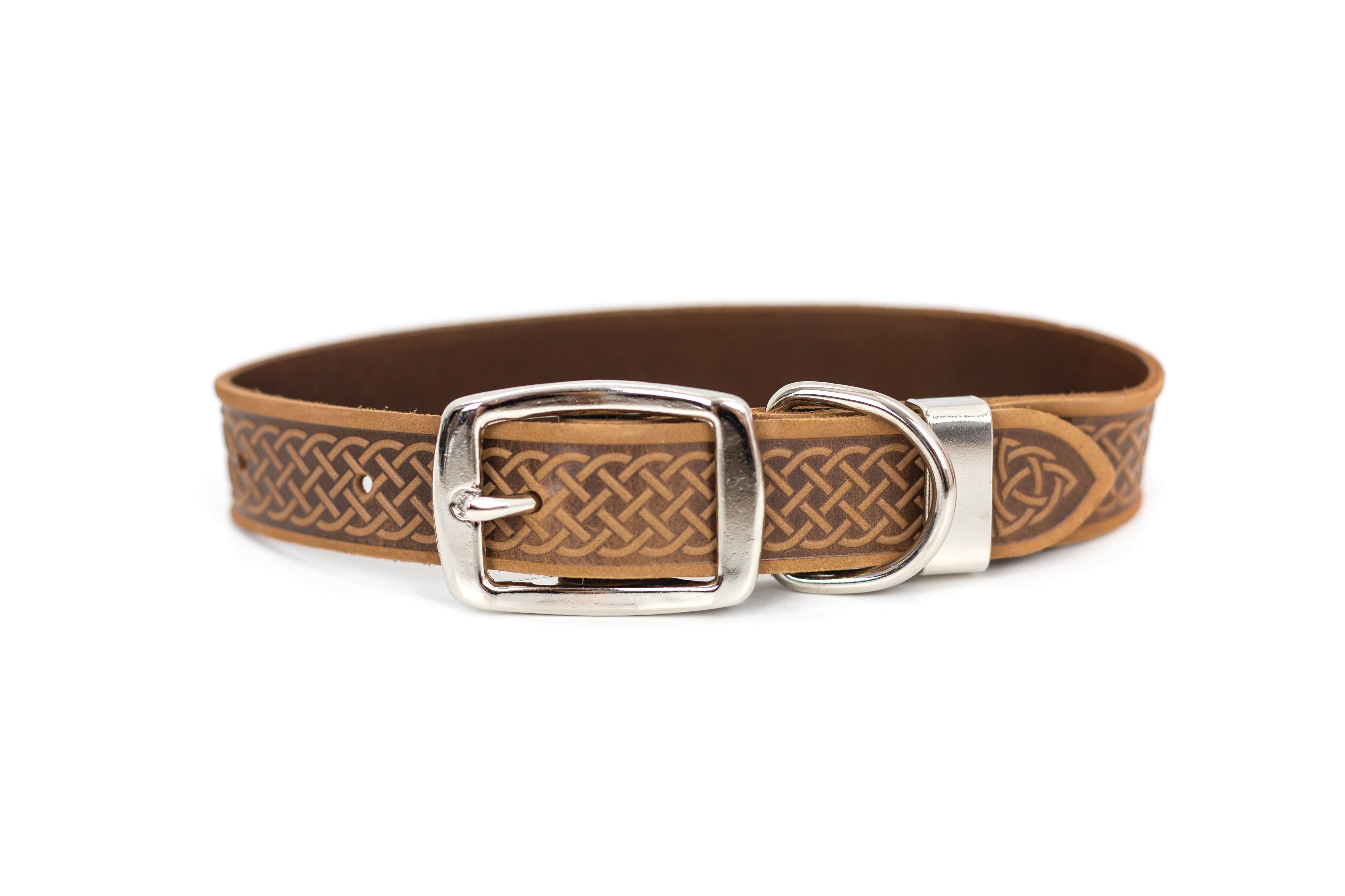 Z Celtic Style Leather Dog Collar