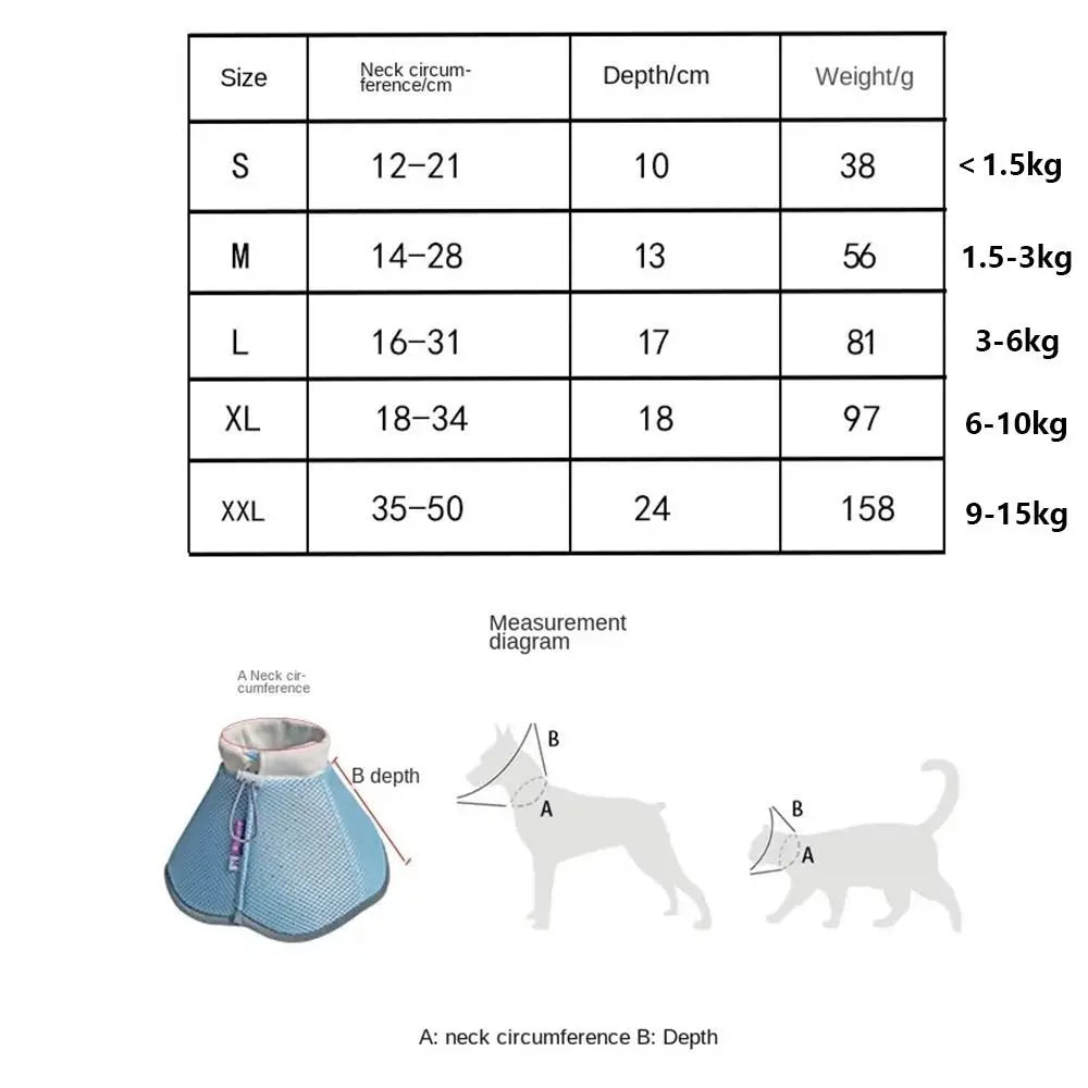 Adjustable Elizabethan Anti Licking Protective Collar