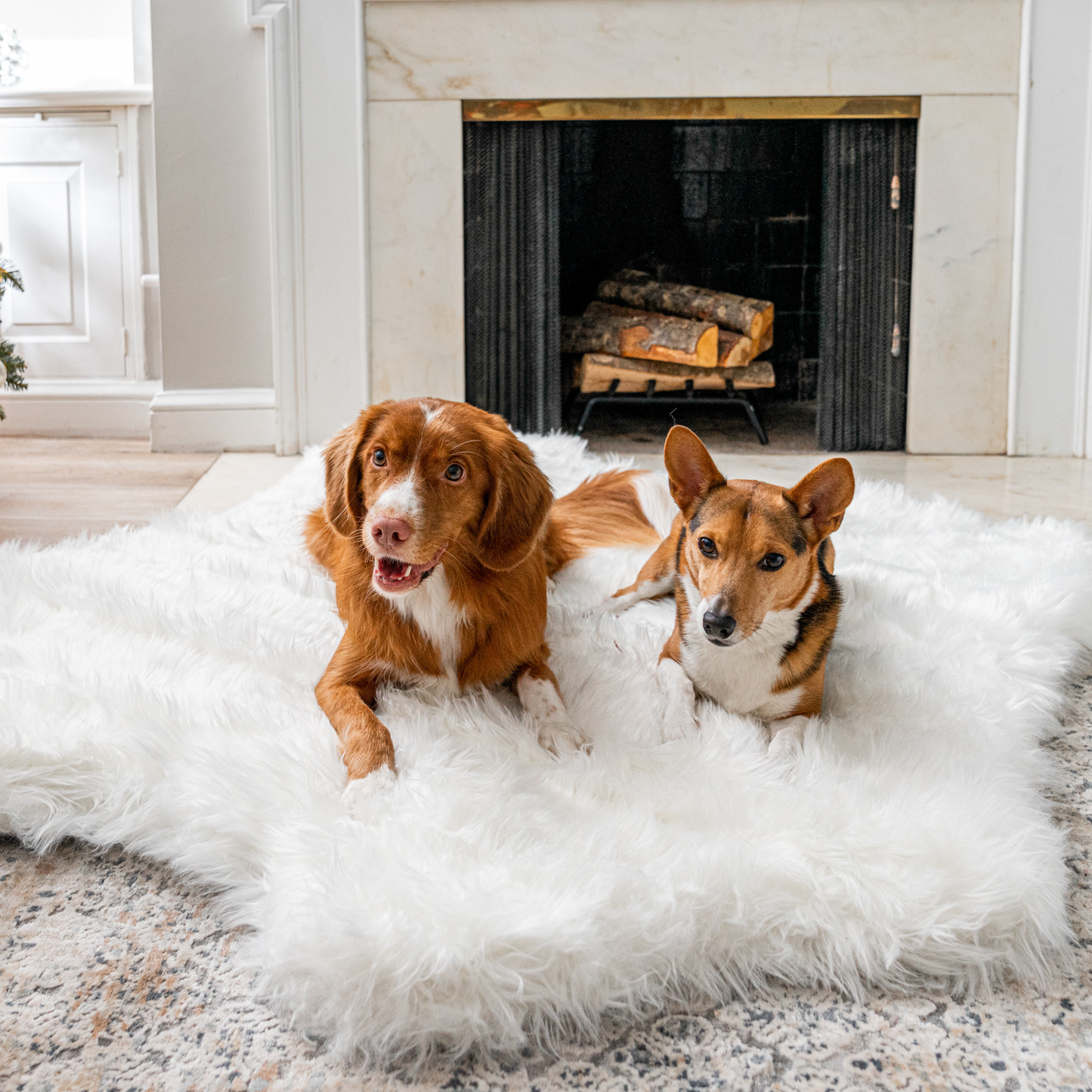 PupRug® Animal Print Memory Foam Dog Bed - Polar Bear Faux Hide