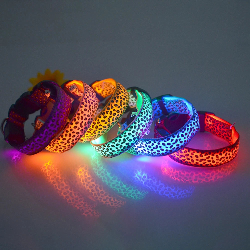 Leopard Pattern LED Glowing Pet Collar