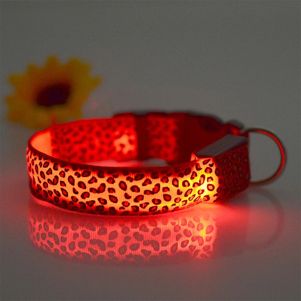 Leopard Pattern LED Glowing Pet Collar