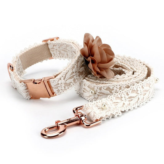 Lace Flower Pet Cat And Dog Chest Harness Leash Set