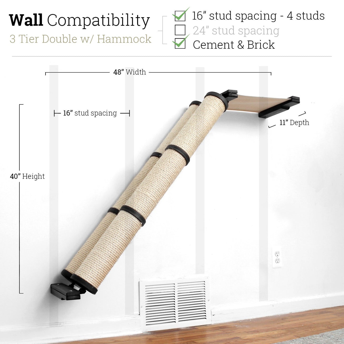 Slanted Cat Scratcher for Wall