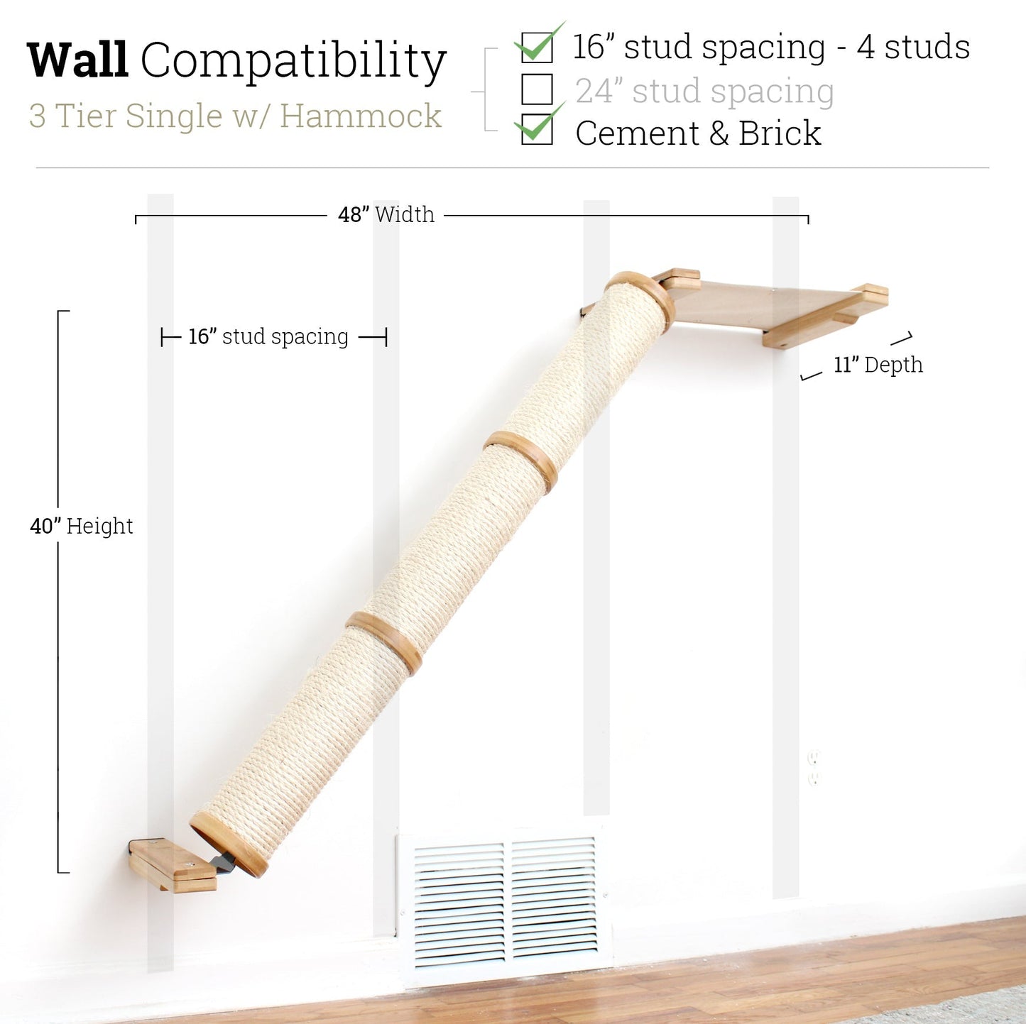 Slanted Cat Scratcher for Wall