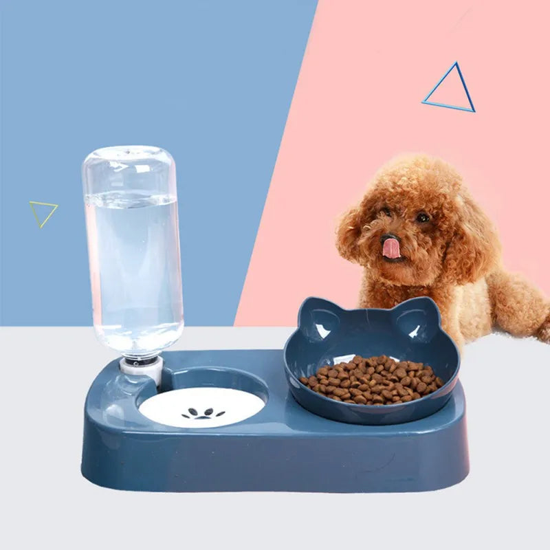 Automatic Raised Stand Pet Food Bowl with Water Fountain