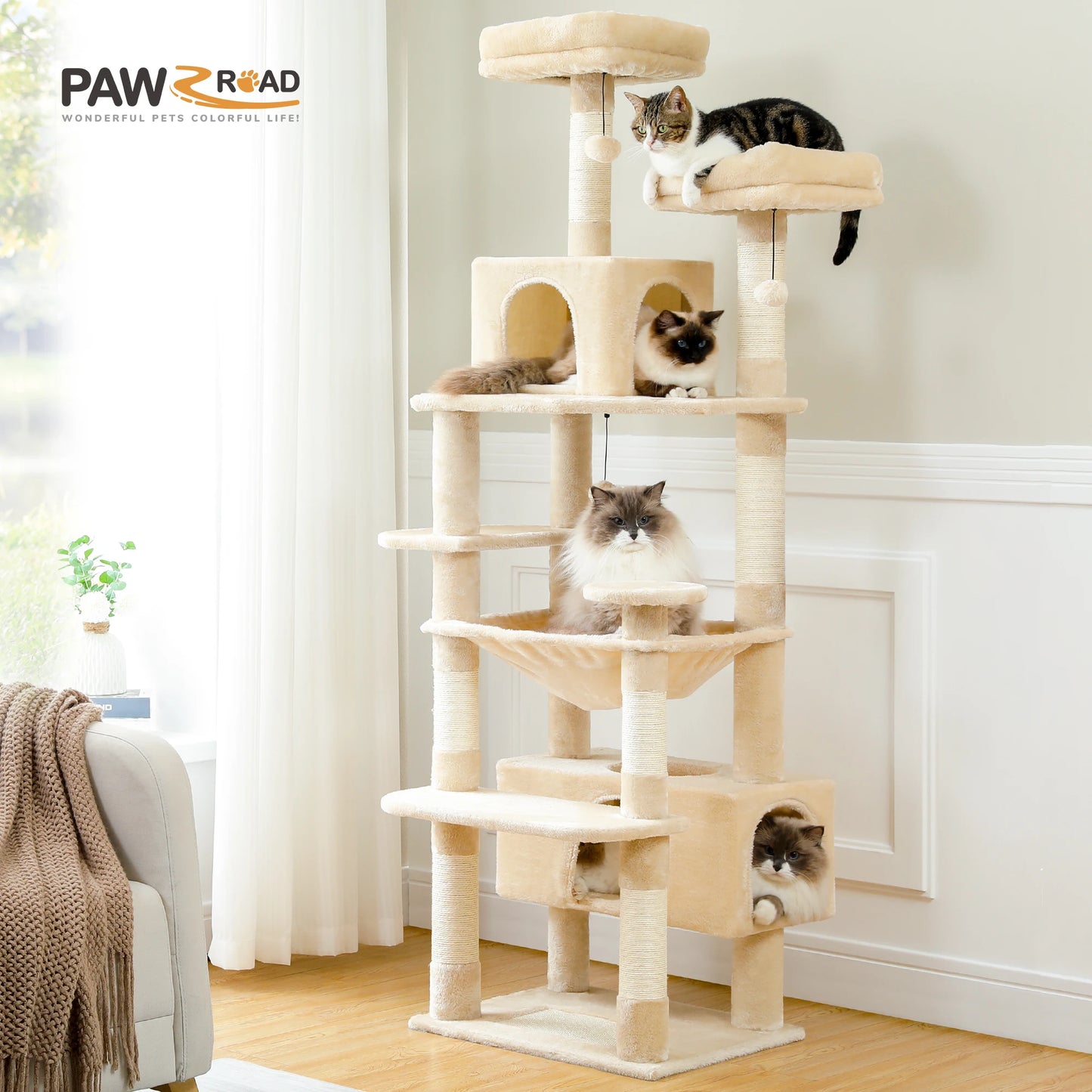 Large Cat Tower with Sisal Scratching Posts