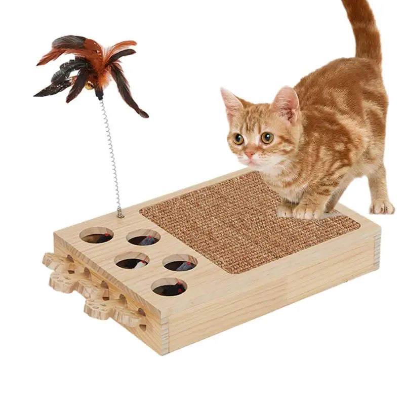 Cat Scratching Pad with Soft Feather Toy And Whack Mole