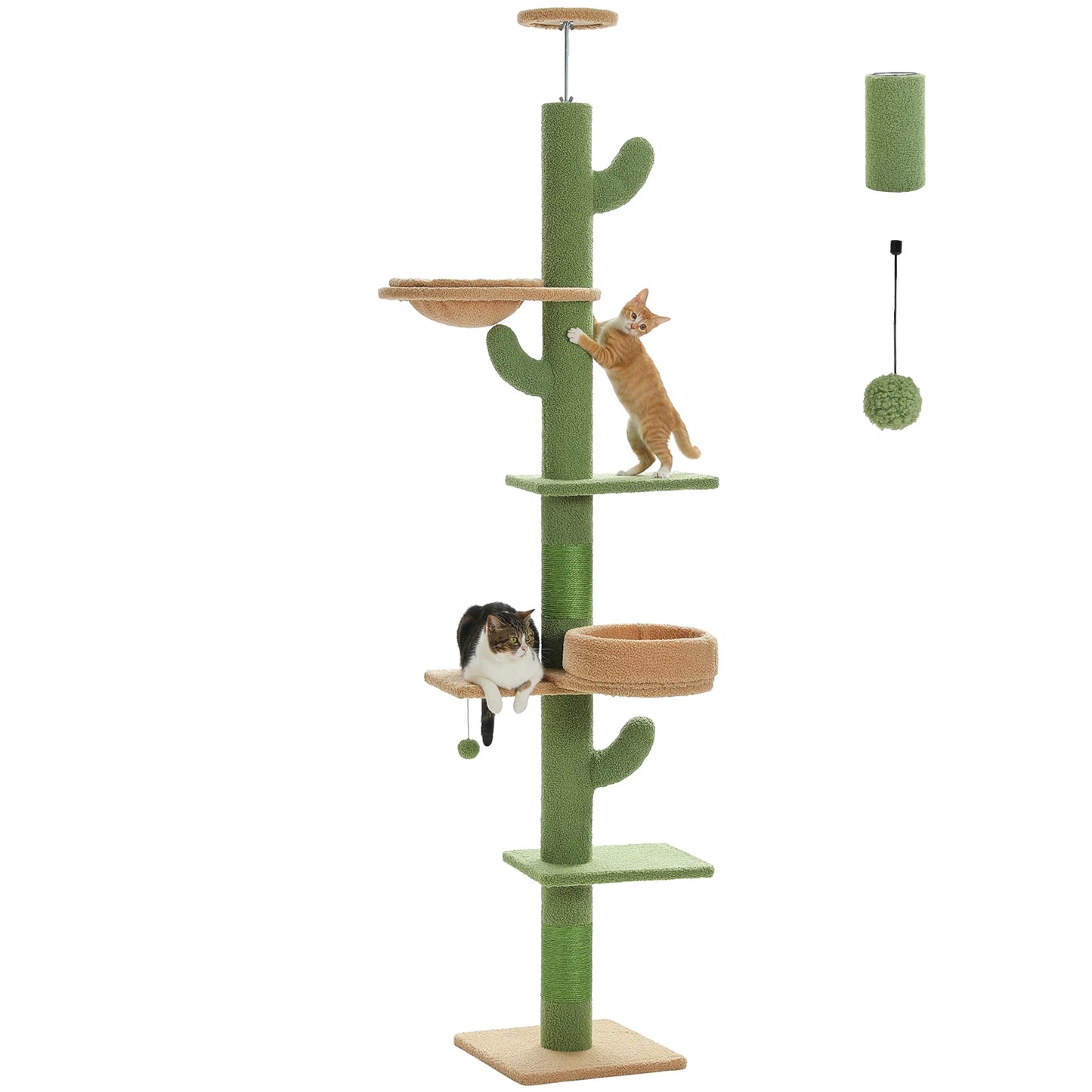 Adjustable 228-274cm Height Floor-to-Ceiling Vertical Cat Climbing Tree