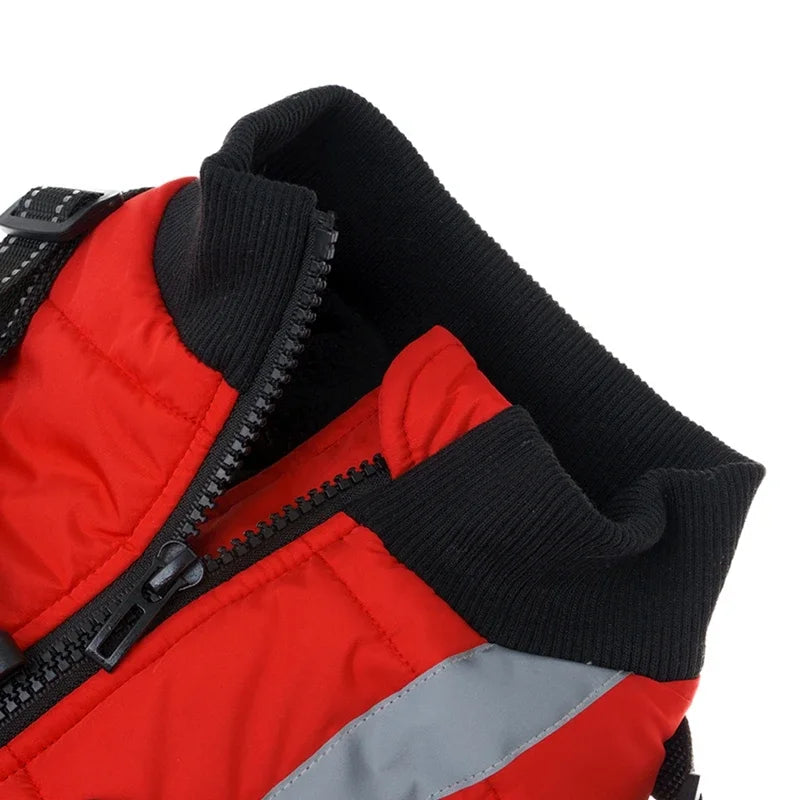 Winter Warm Dog Clothes With Harness, Windproof Pet Vest