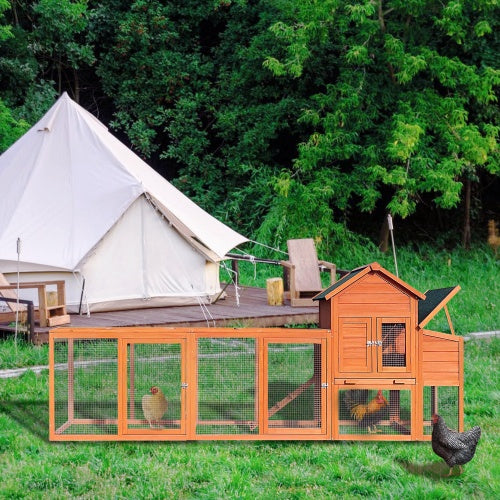 Large Wooden Chicken Coop, Outdoor Chicken Coop With Nest Box