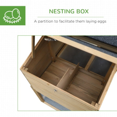 Wooden Chicken Enclosure, With Connecting Ramp, Removable Tray, Ventilated Window And Nesting Box, Natural