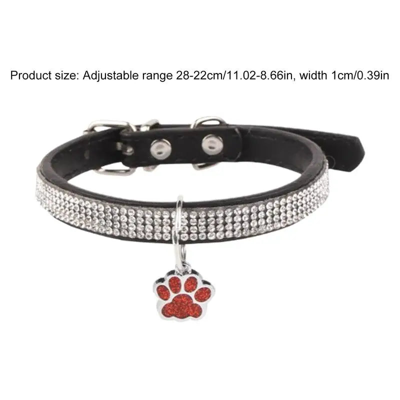 Sparkling Pet Collars With Paw Print Tag