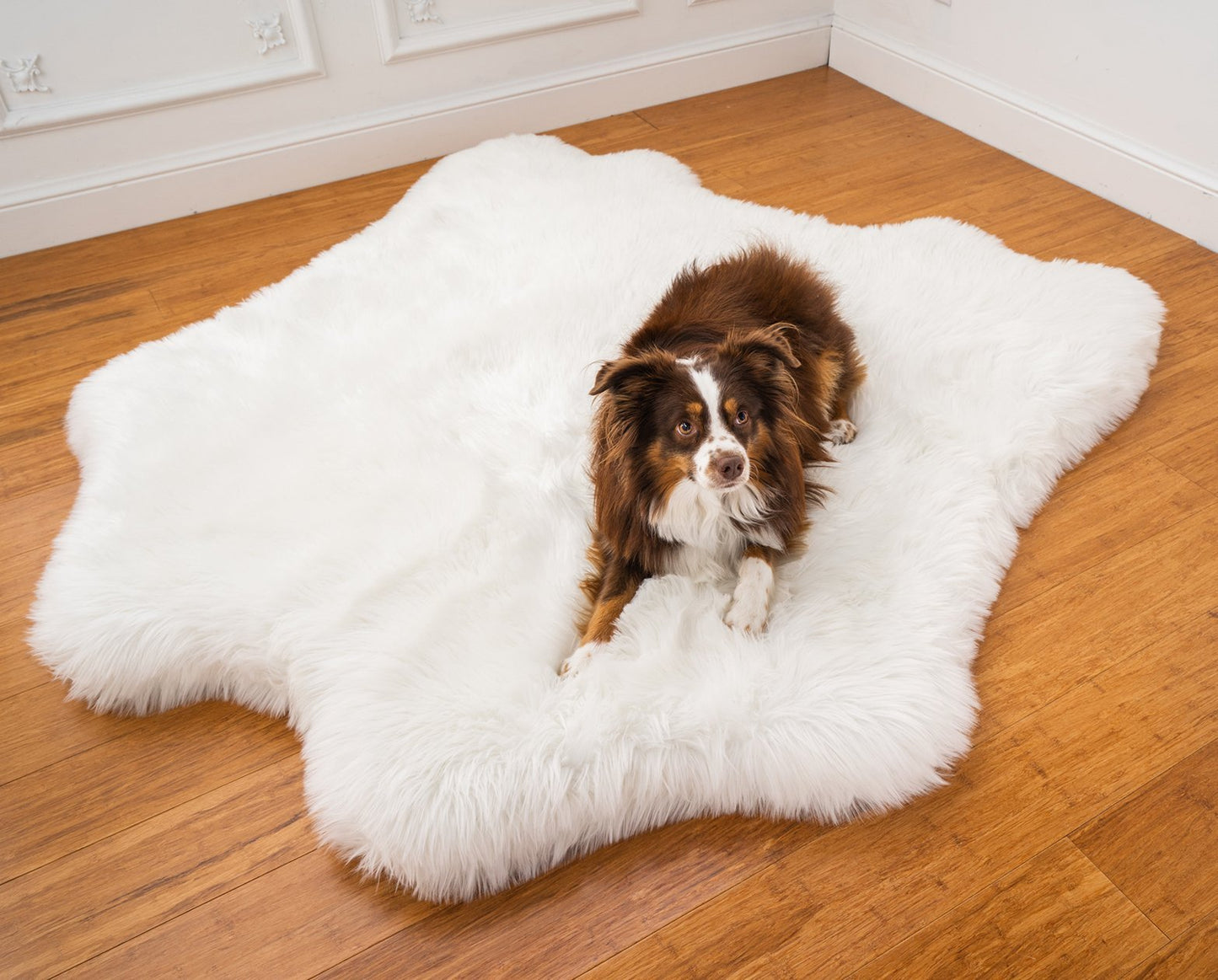 PupRug® Animal Print Memory Foam Dog Bed - Polar Bear Faux Hide