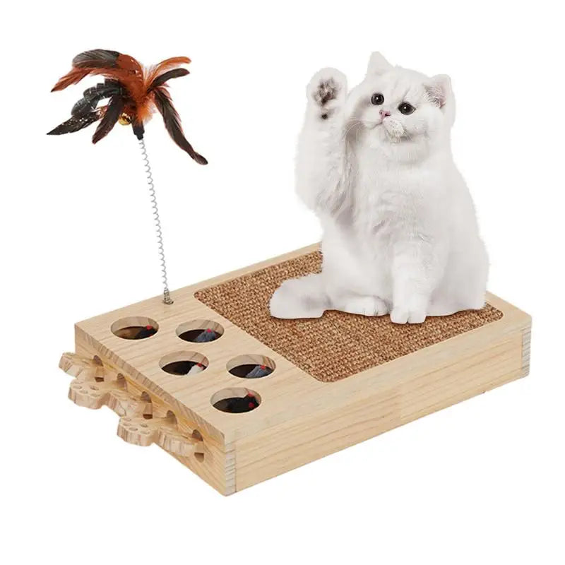 Cat Scratching Pad with Soft Feather Toy And Whack Mole