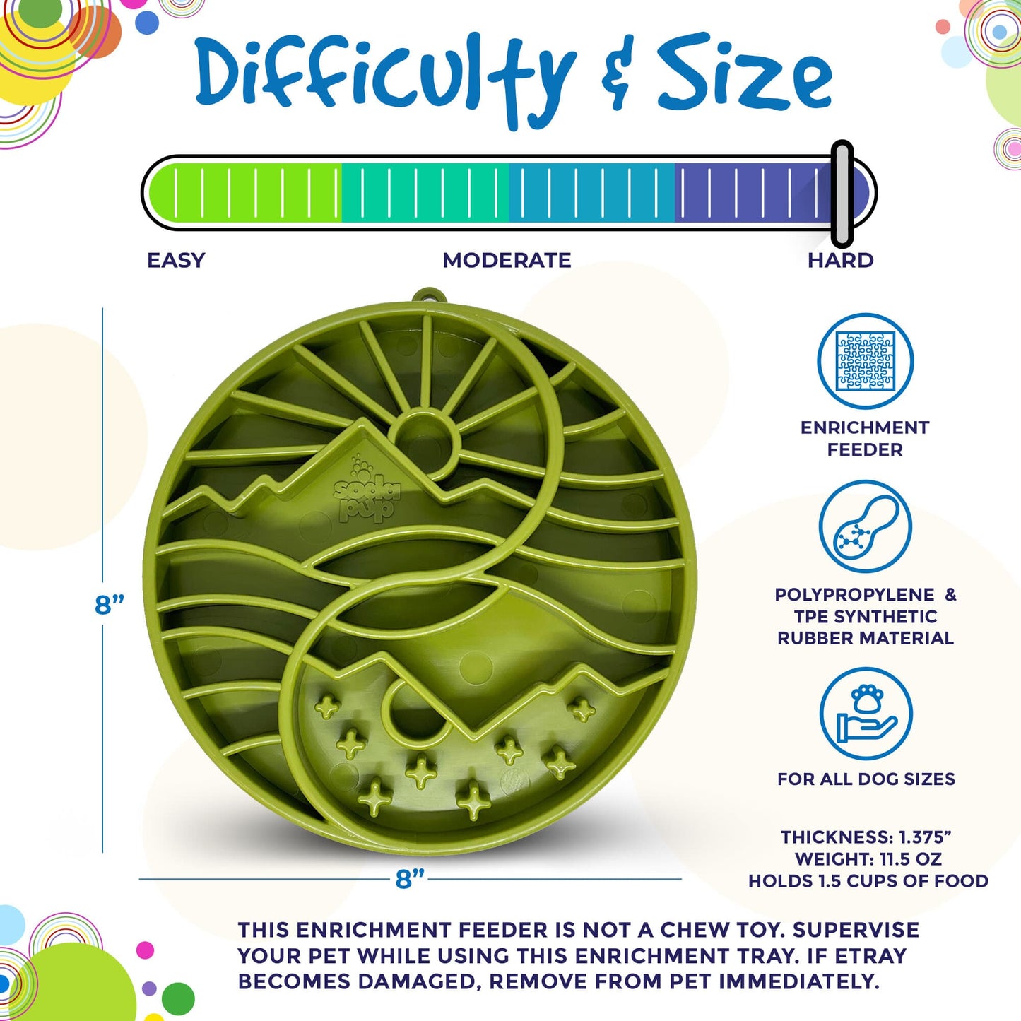 Sun and Moon Design eTray Enrichment Shallow Slow Feeder Dog Bowl