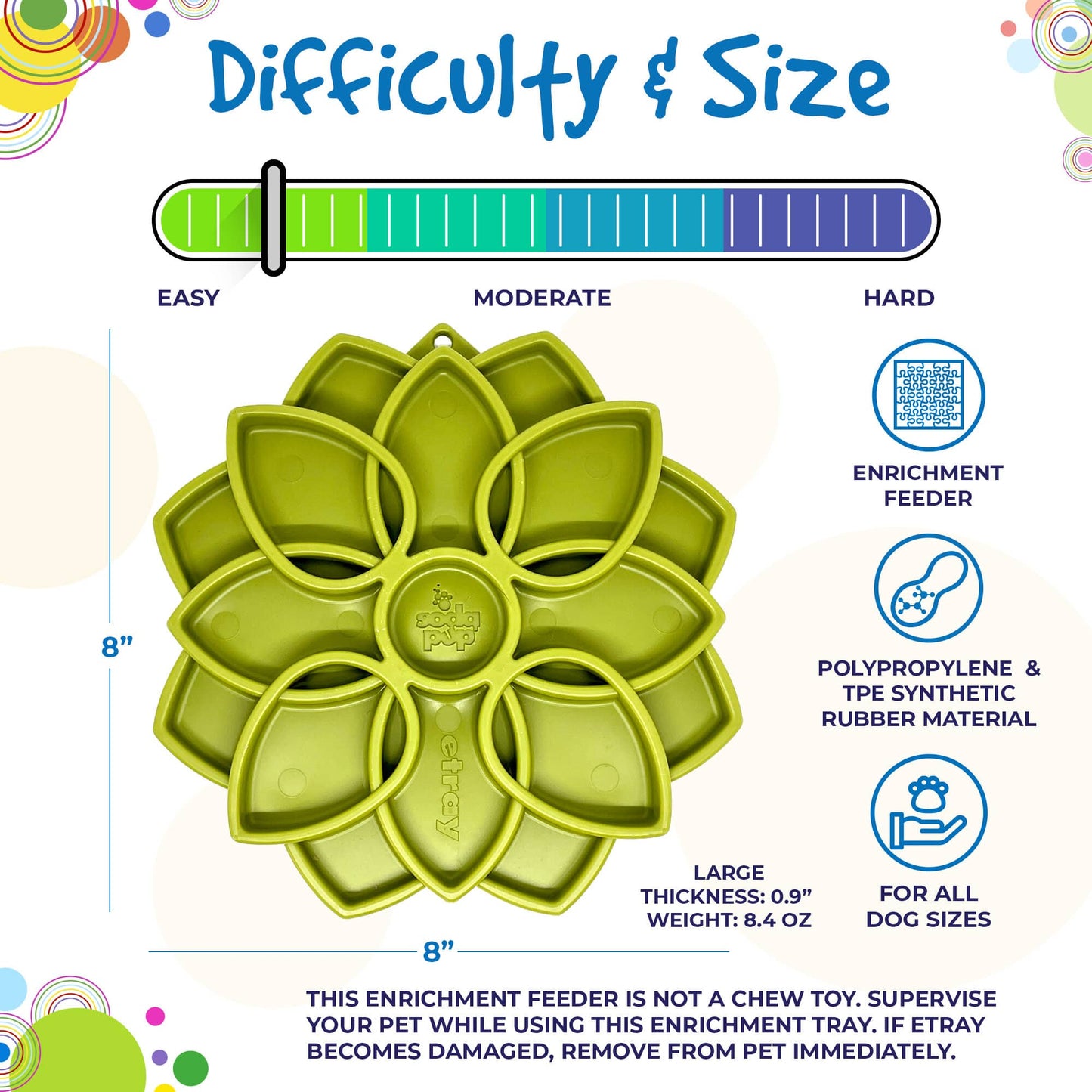 Mandala Design eTray Enrichment Shallow Slow Feeder Dog Bowl