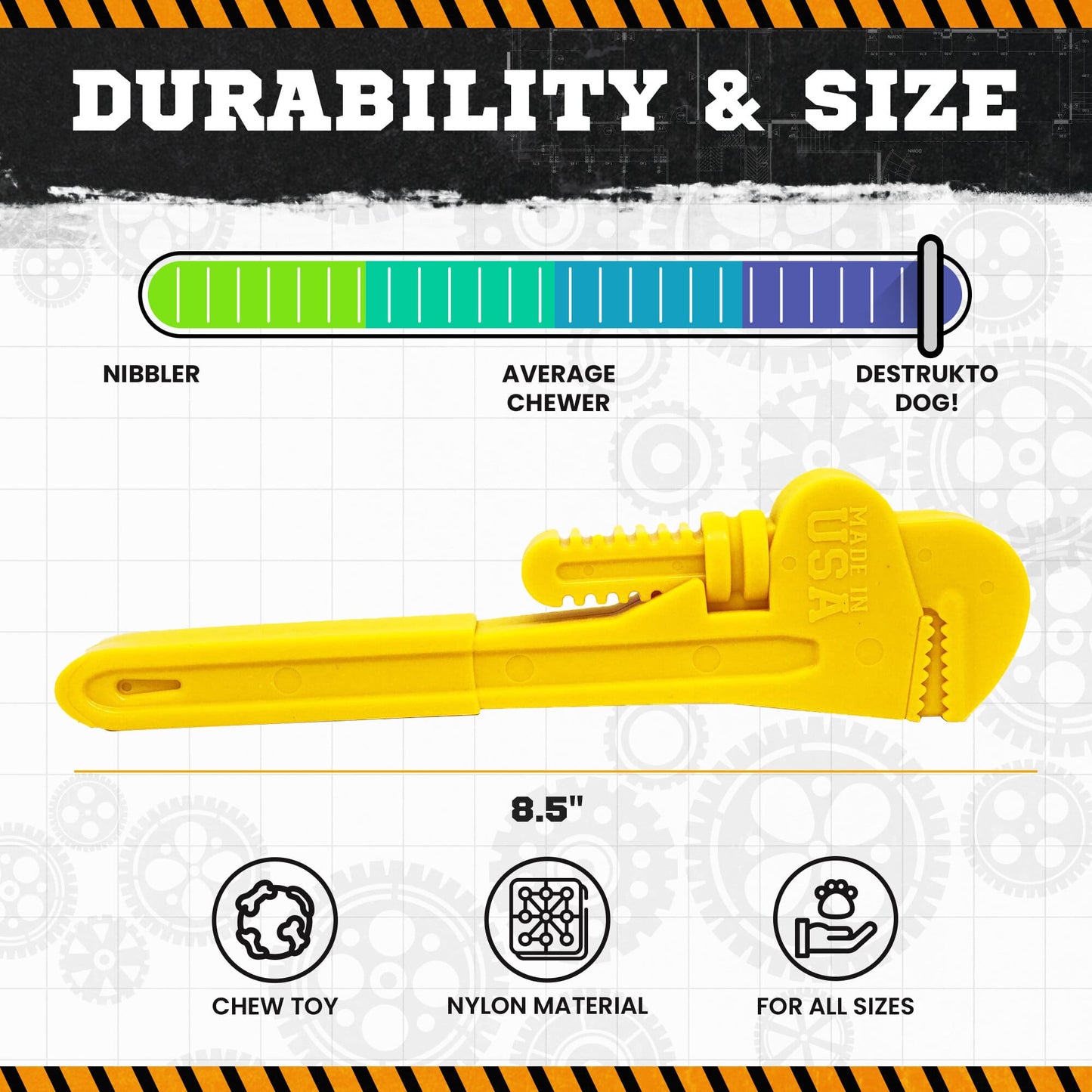 Pipe Wrench  Ultra Durable Nylon Dog Chew Toy