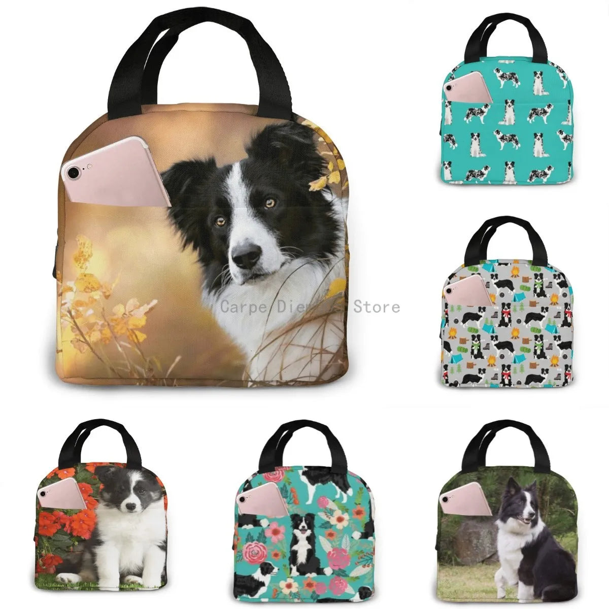 Border Collie Insulated Lunch Bag Many Designs