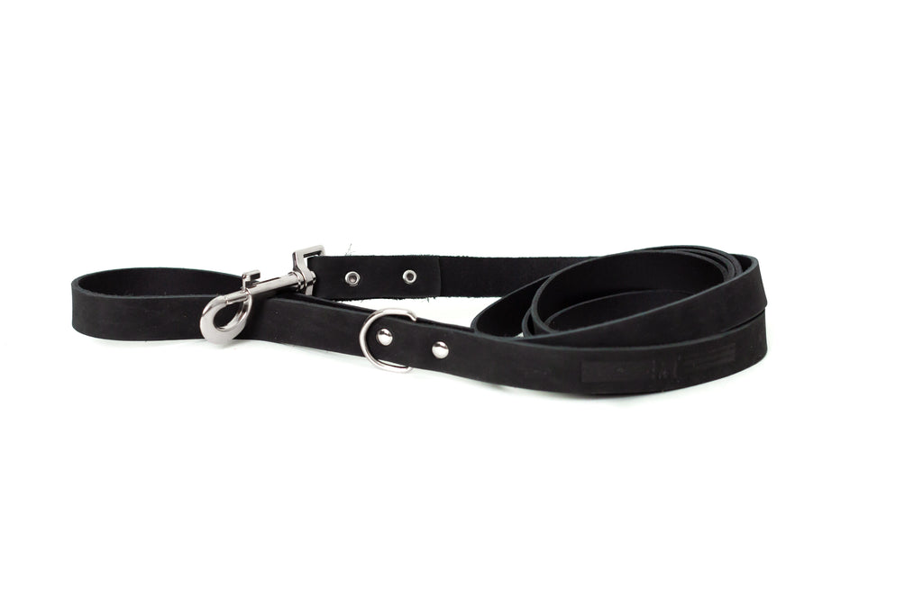 Modern Style Midnight Black Leather Leash