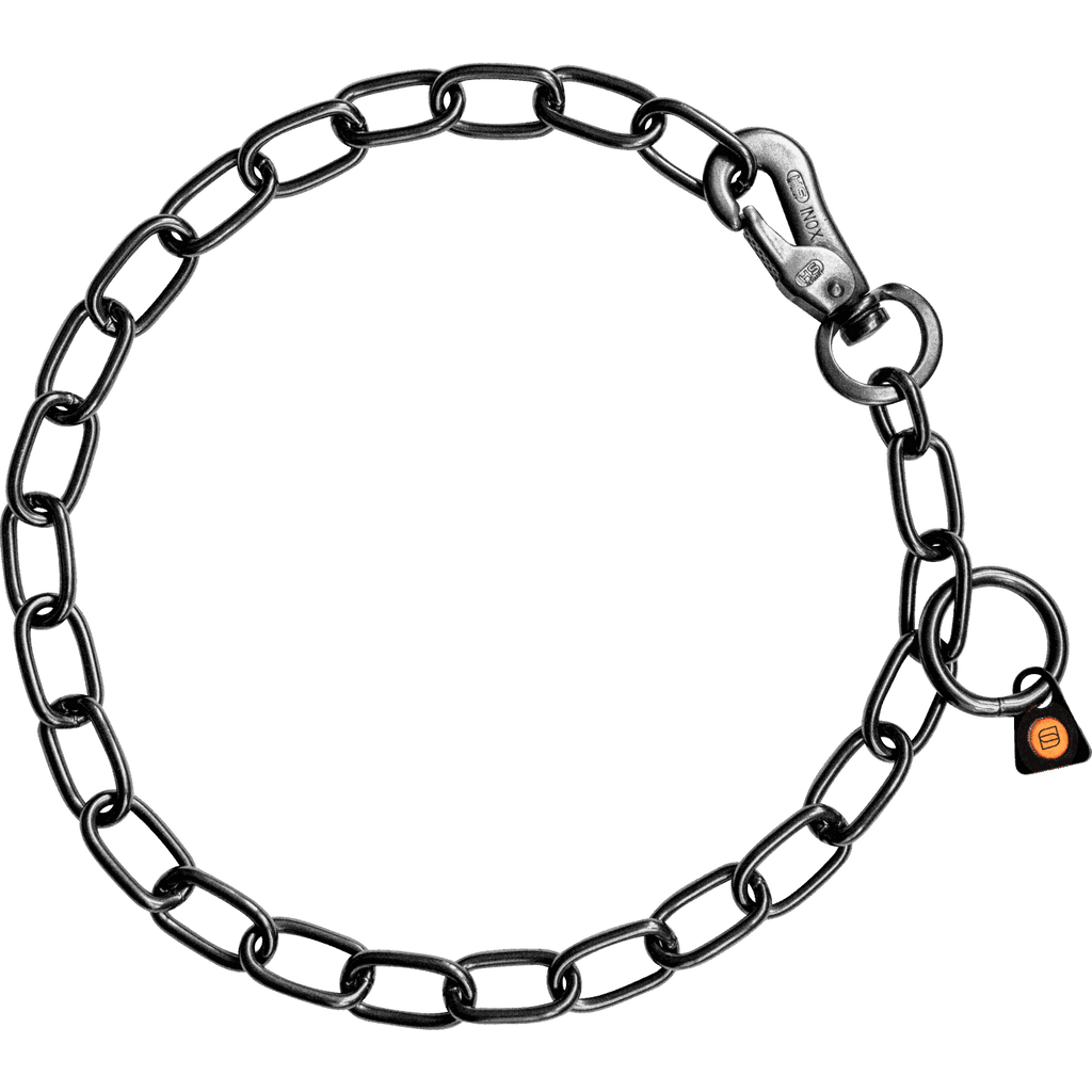 Herm Sprenger - Chain Collar with SPRENGER hook - Medium Links - Black Stainless Steel, 3 mm