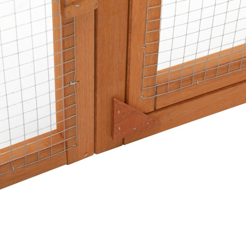 Folding Rabbit Cage, Outdoor Chicken Coop With Running, Wooden Poultry House Play Enclosure, Orange