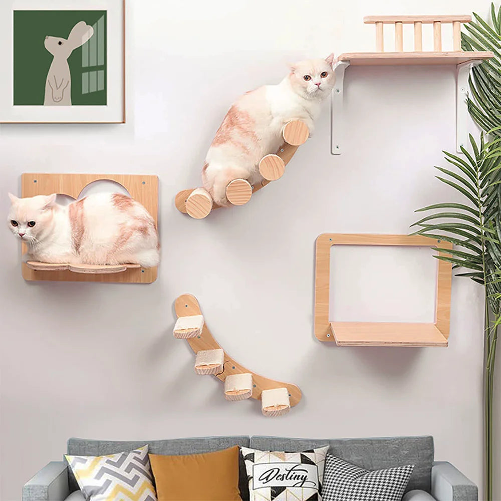 Cat Wall Mounted Climbing Ladder,  Steps and Jumping Platform