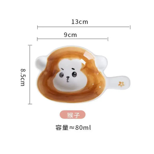 Ceramic Cartoon Cat Circular Plate and Bowl