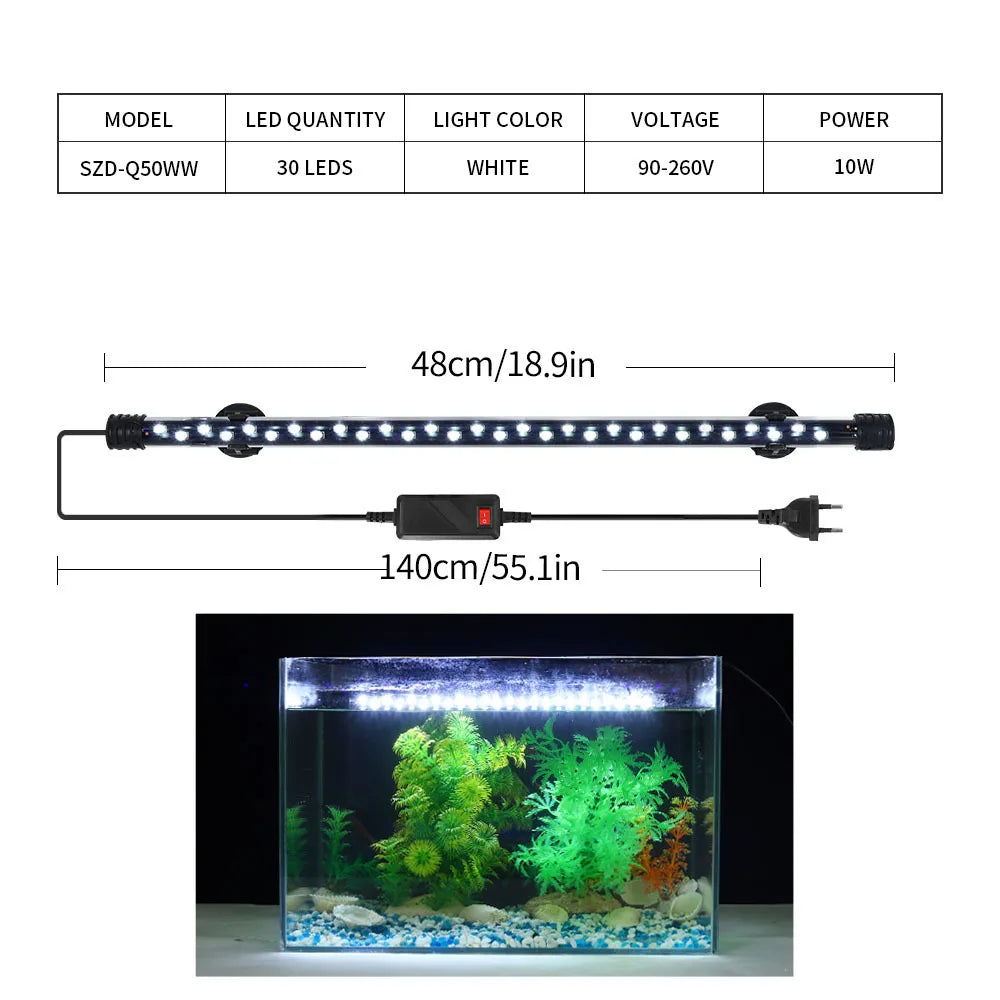 Aquarium Light LED Waterproof Fish Tank Clip Light 90-260V