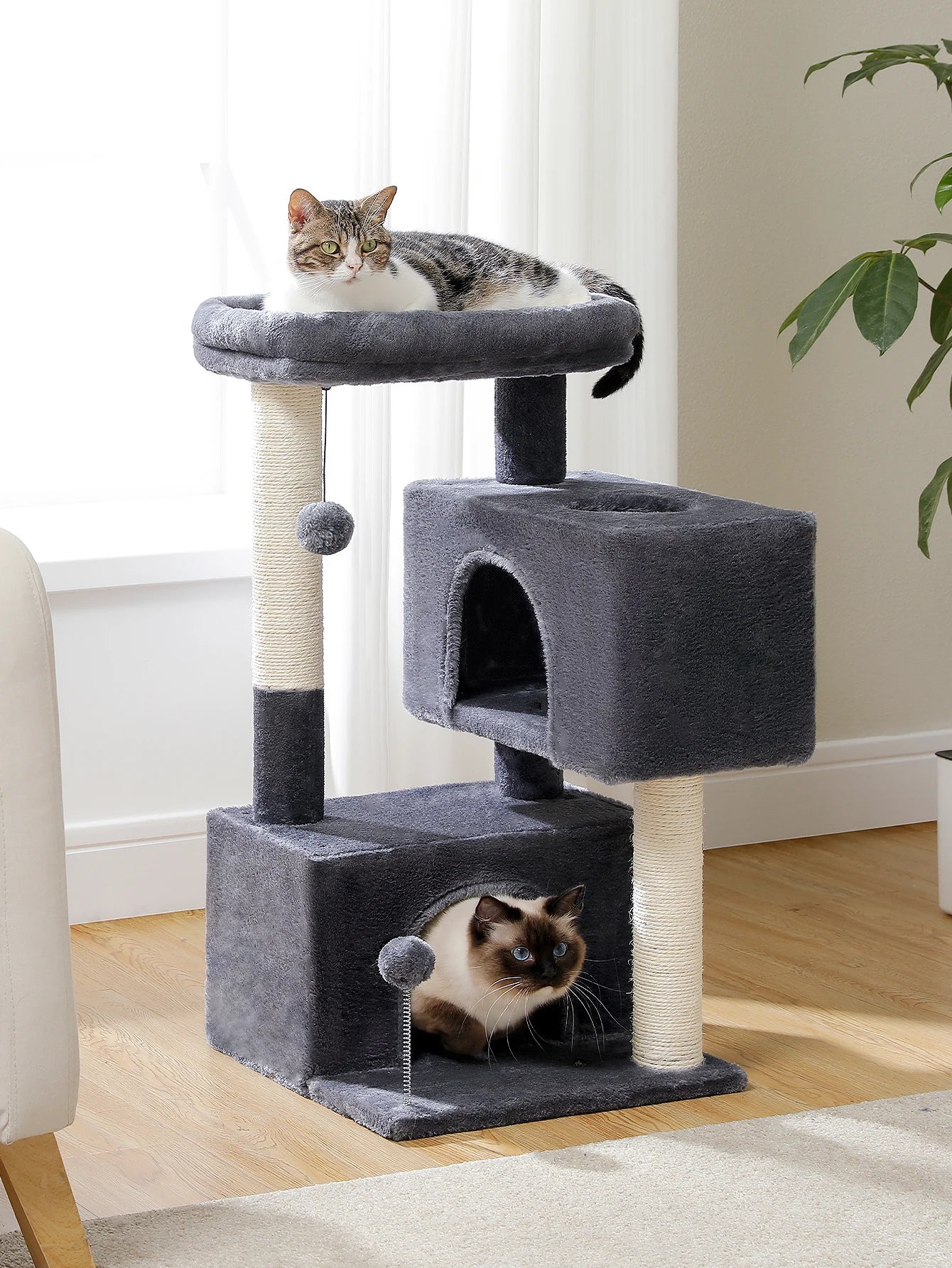 Cat Tower with Double Condo With Large Top Perch