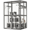 Outdoor Wooden Cat Catio Playpen With 2 Jumping Platforms