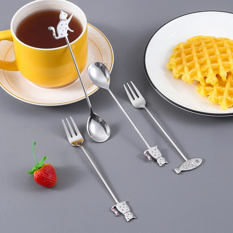 Cute Stainless Steel Cat Shape Teaspoon