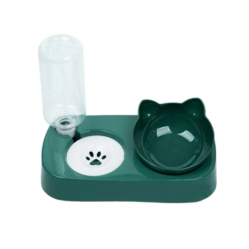 Automatic Raised Stand Pet Food Bowl with Water Fountain