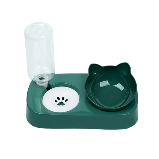 Automatic Raised Stand Pet Food Bowl with Water Fountain