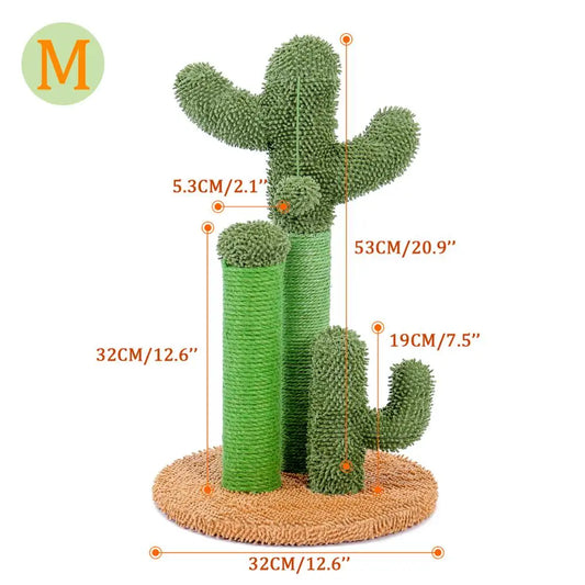 Cute Cactus Cat Tree With Toy Ball Scratching Post