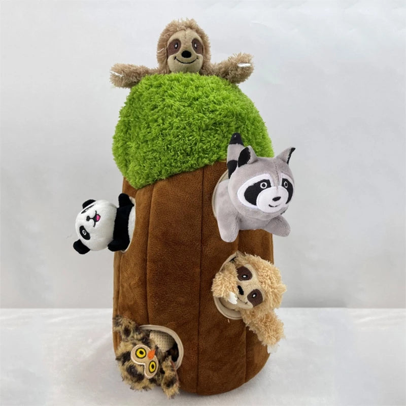 Dog Hide And Seek Colorful Squeak Stuffed Animals and Tree Toy