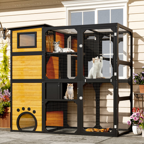 Large Cat Catio 4 Tiers Cat Enclosure Weatherproof