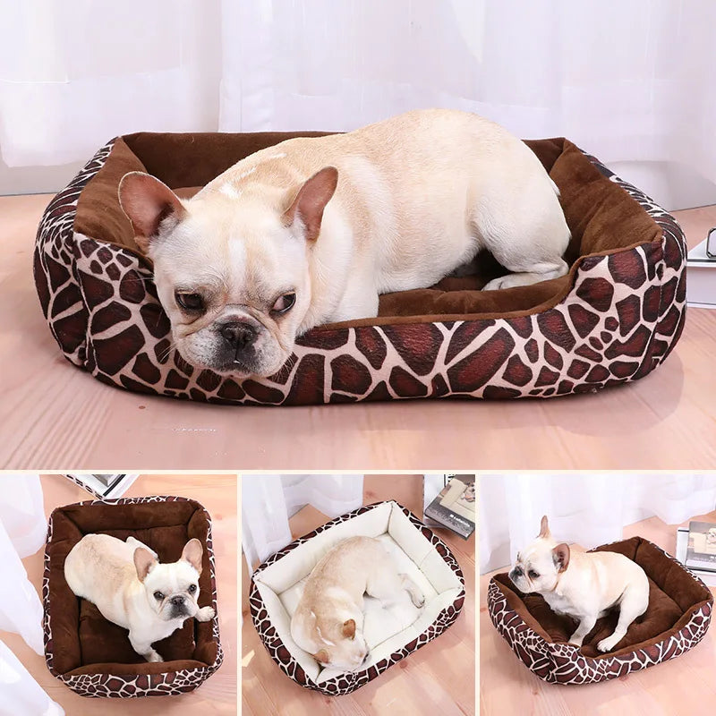 Plush Pet Bed With Giraffe or Checker Pattern - Love My Pet