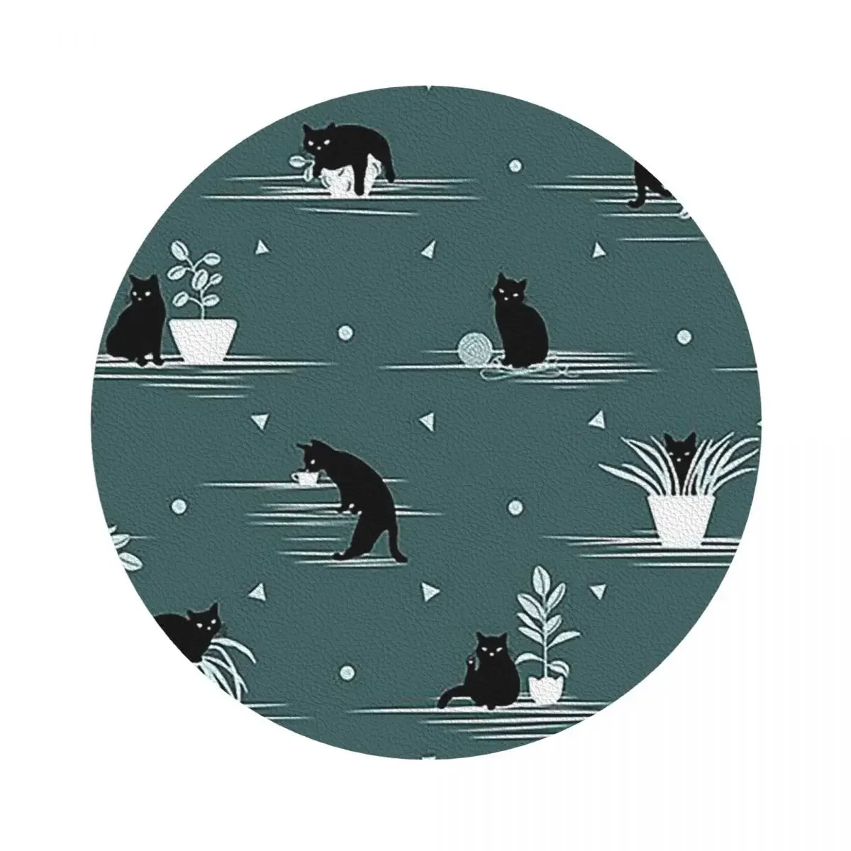 When The Black Cat Is Alone At Home Coasters, Placemats Set of 4