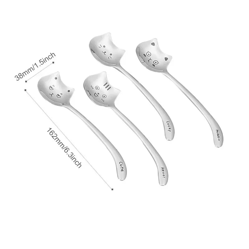 Cute Cat Stainless Steel Spoon Set