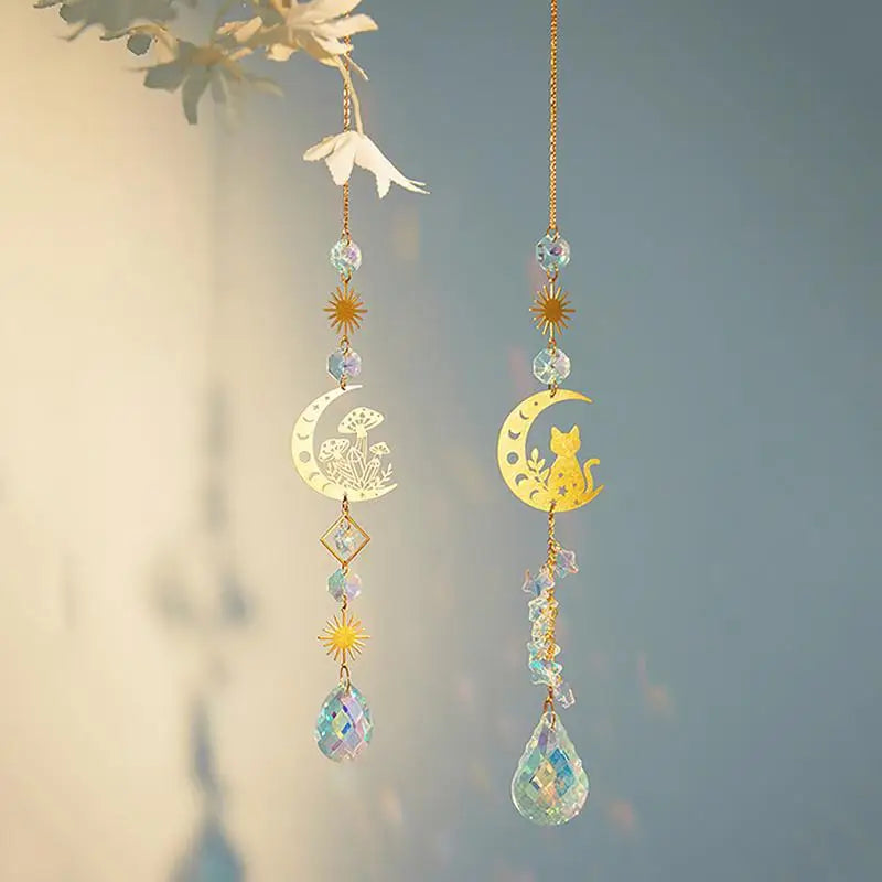 Moon Cat Crystal Sun Catcher Ornament
