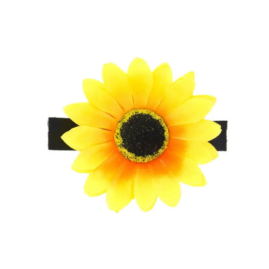 Adjustable Sunflower Pet Collar Accessory Set